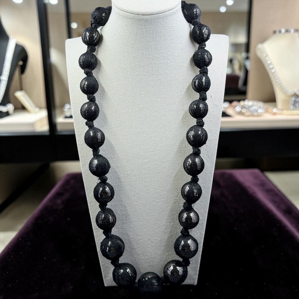 Express Black Mesh Metallic Balls Statement Necklace Goth Whimsigoth Editorial
